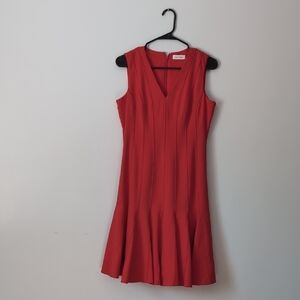 Calvin Klein Red Sleeveless Midi Dress